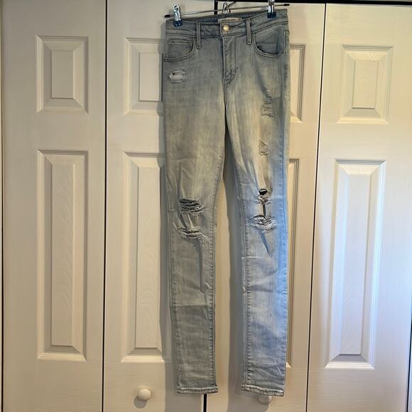 Levi’s 721 High Rise Skinny Distressed Jeans Light Blue 26 - Picture 1 of 6